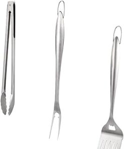 3-pc Stainless Steel BBQ Tool Set Barbecue Utensils Shovel Outdoor BBQ Grill Accessories for Camping Party Present