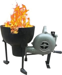 Large Forge Furnace with Hand Blower Pedal Type Handle Fan Vintage Barbecue Tool Sets
