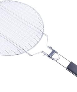Stainless Steel Round BBQ Grill Mesh Home Roast Bacon Grill Tool Iron Barbecue Accessories Non-Stick BBQ (Color : D, Size : Round)