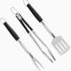 BBQ Tool Set Plastic Handle Stainless Steel Combination BBQ Fork Shovel Clip Three Piece Accessories 3