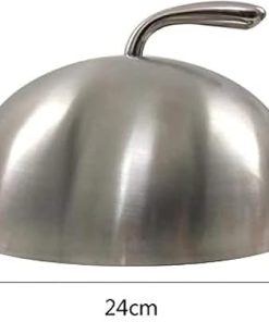 Stainless Steel Steaming Cover Serving Food Cover with Handle for Kitchen, Griddle, Parties Cooking Indoor or Outdoor -24Cm 2