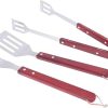 Set of 3 Barbecue Accessories with Wooden Handle: Tongs, Fork and Scoop