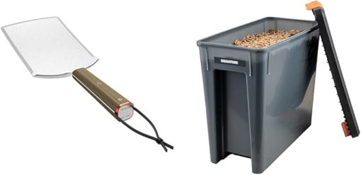 Traeger Grills BAC532 XXL BBQ Spatula Accessory Large & Pellet Grills BAC637 Stay Dry Pellet Bin, Wood Pellet Storage with Locking Lid, Black
