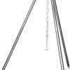 Mikikit Campfire Hanging Pot Bracket Stand Camping Cookware Rack Portable BBQ Pot Rack