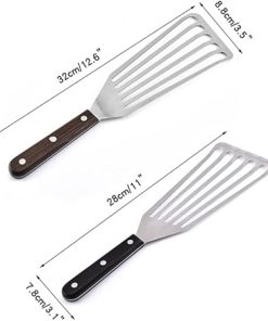 OUSIKA DOUBA Stainless Steel Slotting and Spatula with Wooden Handle Kitchen Tools BBQ Accessories BBQ Utensils Barbecue 2