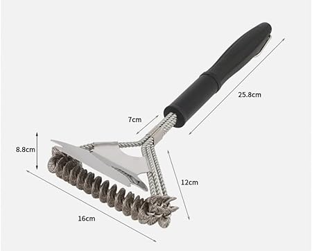 NED Outdoor Barbecue Brush 16.5 Inch with Shovel Three-Head Spring Stainless Steel Wire Brush Multi-Functional Barbecue Stove Cleaning Brush 2 NED Outdoor Barbecue Brush 16.5 Inch with Shovel Three-Head Spring Stainless Steel Wire Brush Multi-Functional Barbecue Stove Cleaning Brush - Image 2