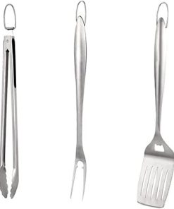 MaGiLL Stainless Steel BBQ Grill Tools Set 3 Pcs Griddle Accessories Kit with Spatulas,Tongs,Fork Heavy Duty for Outdoor BBQ Teppanyaki