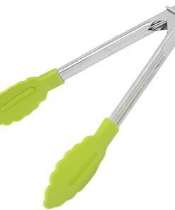 Catering tongs Bag Clips for Food Silicone Stainless Steel Food Tongs For Kitchen Non-slip Cooking Tongs Barbecue Kitchen Tools Red, Green And Black Size: 3.5 * 18cm(Green)