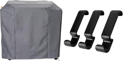Traeger Grills Flatrock Weatherproof Flat Top Griddle Grill Cover & P.A.L. Pop-and-Lock Accessory Hook 3 Pack,Black