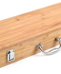 BBQ Grill Utensil Tools Set Reinforced BBQ Tongs 5-Piece Stainless Steel Barbecue Grilling Accessories with Wood Storage Case 2