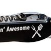 PlaqueMaker Customizable 5 in 1 BBQ Set. Include Your Personal Text and Logo - Great for Father's Day, Dad's Birthday, and for The Grill Master in Your Life. (Black Metal)