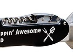 PlaqueMaker Customizable 5 in 1 BBQ Set. Include Your Personal Text and Logo - Great for Father's Day, Dad's Birthday, and for The Grill Master in Your Life. (Black Metal)