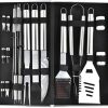 Grill Accessories -BBQ Set of 18 PCS - Stainless Steel Grill Tools - Stainless Steel Long Handle - BBQ Set Grilling Tools with CASE - Complete BBQ KIT - Set for Outdoor Grill - 👍 🍀 🌞 🍁