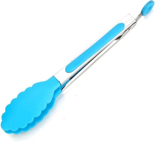 BBQ Tongs, BBQ Food Tong Kitchen Tongs Utensil Cooking Tong Clip Clamp Accessories Salad Serving BBQ Tools Accessories(Blue)