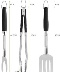 BBQ Tool Set Plastic Handle Stainless Steel Combination BBQ Fork Shovel Clip Three Piece Accessories 2