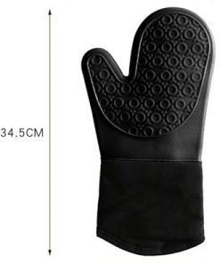 Non-Slip Oven Mitt Waterproof Heat Resistant Kitchen Gloves Long Cotton BBQ Oven Gloves for Barbecue Cooking Baking 2