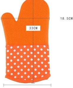 Heat Resistant Gloves Cooking BBQ Kitchen Microwave Gloves Oven Gloves Household Heat Resistant Gloves Single(Orange) 2