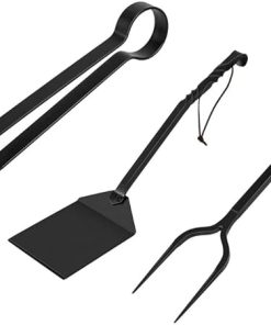 3PCs BBQ Accessories Set – Grill Spatula, Meat Fork, Grilling Tongs, Blacksmith Cooking Barbecue Tools Gift – Heavy Duty Hand Forged Craftsmanship Metal Rustic Outdoor Utensils 2