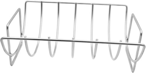 Kisangel Rib Roasting Shelf for BBQ Stainless Steel Grill Accessory Steak Grilling Rack Rib Holder Non-Stick Surface Even Heat Distribution