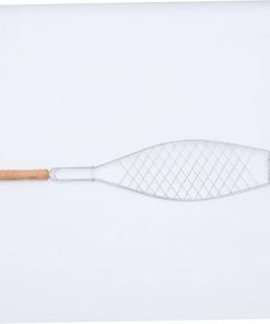 4Pcs Fish Grilling Basket with Wooden Handle Non Stick Bbq Clip for Outdoor Barbecue Camping and Picnic for Steaks Sausages and More 2
