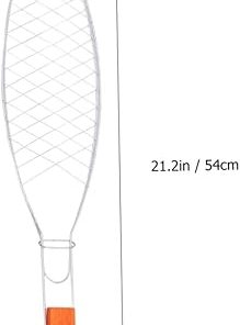 DECHOUS 2Pcs Bbq Net Clip with Wooden Handle Non Stick Grilled Fish Tool for Outdoor Camping and Picnics Durable Barbecue Grill Rack for Easy Cooking 2