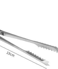 BBQ Tongs, BBQ Food Tongs Barbecue Stainless Steel Kitchen Food Meat Non-Slip Non-Stick Steak Clamp Cooking Tool Toothed Ice Towel Clip Accessories(Medium) 2