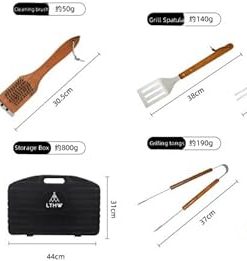 BBQ Utensil Tool Set, Reinforced BBQ Tongs, 17 Piece Stainless Steel BBQ Grilling Accessories with Aluminum Storage Box – Complete Outdoor BBQ Kit for Dad, Birthday Gift for Men Dad 2