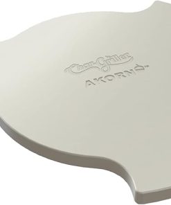Char-Griller® AKORN Jr Charcoal Grill and Smoker Ceramic Smokin' Stone Accessory for Low-and-Slow Indirect BBQ Smoking Methods in Ivory, 11.75" L x 11.75" W, .75" H, Model 6211