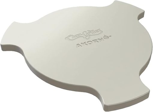 Char-Griller® AKORN Jr Charcoal Grill and Smoker Ceramic Smokin' Stone Accessory for Low-and-Slow Indirect BBQ Smoking Methods in Ivory, 11.75" L x 11.75" W, .75" H, Model 6211