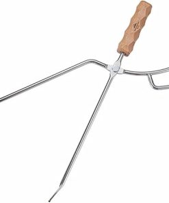 Stainless Steel Charcoal Tongs Wooden Grip Bbq Tool for Outdoor Grilling Charcoal Clamp for Campfire and Fire Pit Use
