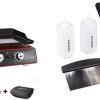 Royal Gourmet PD1301R 24-Inch 3-Burner Portable Table Top Gas Grill Griddle, 25,500 BTUs, Red & Blackstone 1542 Flat top Griddle Professional Grade Accessory Tool Kit (5 Pieces)