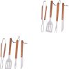 HANABASS 2 Sets Complete BBQ Accessories Set Portable Grill Tools with Soft Wood Handles Stainless Steel Versatile for Camping Picnic and Kitchen Use