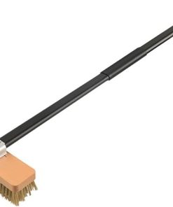 Pizza Oven Brush With Steel Scraper Detachable Long Aluminum Handle Brass Bristles Cleaning Tool For Outdoor Cooking Pizza Stone Cleaning Brush For BBQ Grill Cleaning, Outdoor Oven Accessories