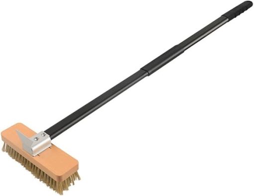 Pizza Oven Brush With Steel Scraper Detachable Long Aluminum Handle Brass Bristles Cleaning Tool For Outdoor Cooking Pizza Stone Cleaning Brush For BBQ Grill Cleaning, Outdoor Oven Accessories