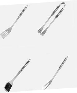 Portable BBQ Tool Set 28pc Grill Kit with Clamp Fork Shovel Brush Thermometer Quality Stainless Steel Perfect for Families 2