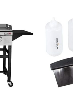 Royal Gourmet 4-Burner Flat Top Gas Grill, Black & Blackstone 1542 Flat top Griddle Professional Grade Accessory Tool Kit (5 Pieces) 16 oz Bottle