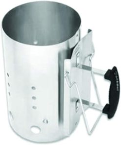 Round Charcoal BBQ Chimmey Starter Charcoal Barrel, Grill, Silver (L (12 X 7.4 inch))