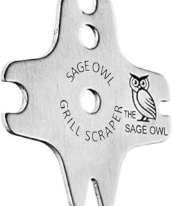 Sage Owl Bristle-Free Stainless Steel BBQ Grill Scraper with Anodized Aluminum Handle, Brass Grill Grate Cleaner Combo – Barbecue Cooking Gadgets – Tools for Men Who Have Everything 2