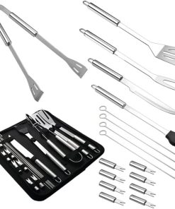 18PCS BBQ Tool Set with Nylon Carrying Bag, Stainless Steel Grilling Utensils Kit for Outdoor Cooking, Camping, and Backyard Grilling