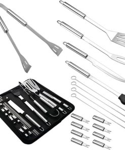 18-Piece Barbecue Tool Set, Stainless Steel Barbecue Utensils, Outdoor Cooking Tools, Portable Nylon Handbag, Heat-Resistant and Rust-Proof Barbecue Tools