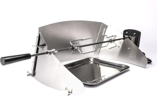 Utheer 304 Stainless Steel Grill Rotating Skewer Rotisserie, Rotisserie Kit for Weber Q 200, Q2000, Q2200 and Q2400 Gas Grill, with Drip Pan