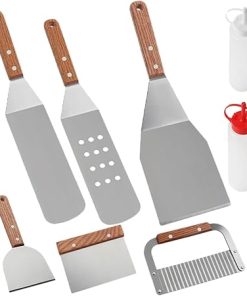 SUPVOX Stainless Steel BBQ Tools Set 8pcs Grill Utensils Spatula Scraper Perfect for Outdoor BBQ Camping Grilling Accessories Kit