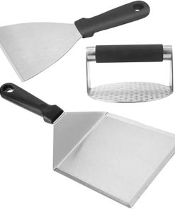 GLEAVI 1 Set Stainless Steel Burger Patty Press Grilling Tool Kit with Ergonomic Handle for Easy Patty Making and Cooking at Home