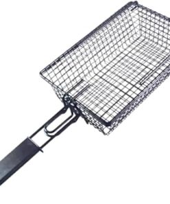 pistro Barbecue Grill Basket, Non-Stick Iron Grilling Accessory with Foldable Handle, Portable Mesh Basket for Vegetables, Meat, Camping, BBQ Parties