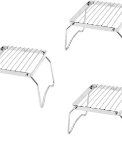 PAREKS 3pcs Folding Grill Outdoor Grill Accessories Grilling Basket Pan Outdoor Griddle Grill Outdoor BBQ Folding Bracket Barbecue Accessories Grill for Park Portable BBQ Grill charcoal/1398