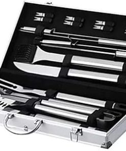 Professional BBQ Grill Tool Set 18 Piece Stainless Steel Barbecue Grilling with Aluminum Accessories with Storage Case Box Spatula Tongs Skewers Set-Perfect Outdoor Grilling Kit Long Lasting Gift
