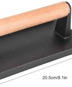 Commercial Heavy Duty Cast Iron Steak Weight Wooden Handle Bacon Grill Hamburger Press Cooking Barbecue Tools 2