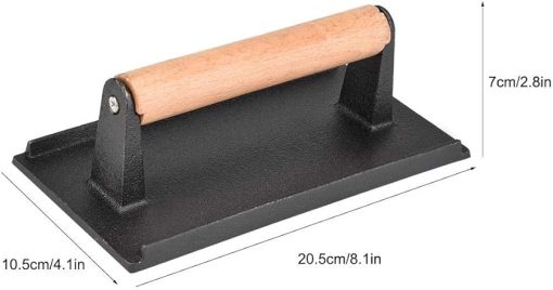 Commercial Heavy Duty Cast Iron Steak Weight Wooden Handle Bacon Grill Hamburger Press Cooking Barbecue Tools - Image 2