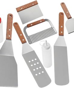 BESPORTBLE Camping 8pc Grill Utensil Set Tool Kit Stainless Steel Spatula Grill Accessories Multi-Functional for Outdoor Use