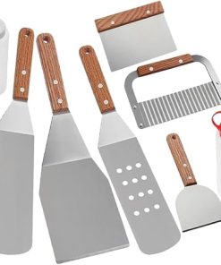 SUPVOX 8-Piece BBQ Grill Tool Set Griddle Accessories Grilling Utensil Set Heavy Duty Stainless Steel BBQ Spatula Kit
